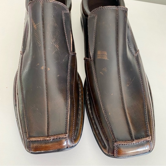 Steve Madden Dark Brown Distressed Leather Loafers main image 4